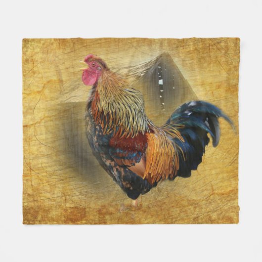Mooie Rooster en Rustic Barn Chicken Coop Fleece Deken (Voorkant (Horizontaal))
