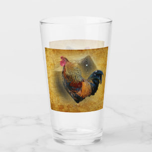 Mooie Rooster en Rustic Barn Chicken Coop Glas