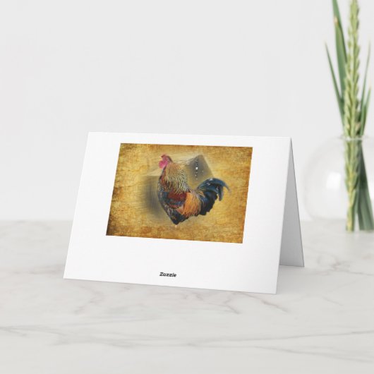Mooie Rooster en Rustic Barn Chicken Coop Kaart (Achterkant)