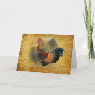 Mooie Rooster en Rustic Barn Chicken Coop Kaart