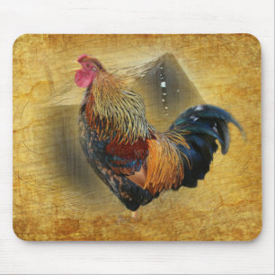 Mooie Rooster en Rustic Barn Chicken Coop Muismat