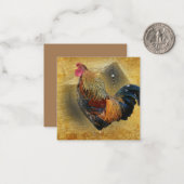 Mooie Rooster en Rustic Barn Chicken Coop Notitiekaartje (Voorkant / Achterkant in situ)