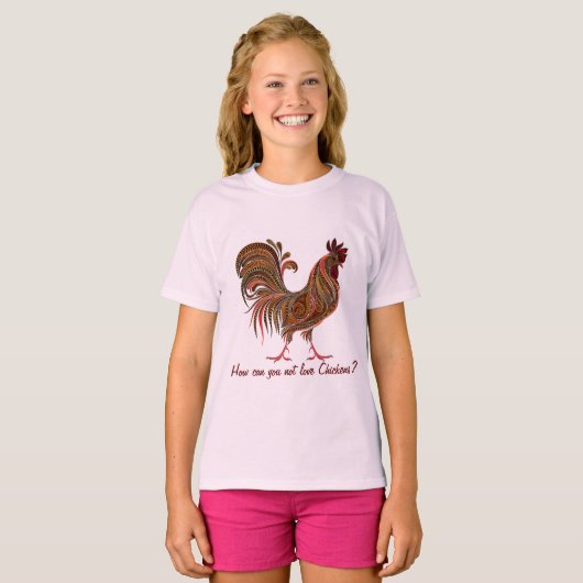 Mooie Rooster leuk van kippen Quote T-shirt (Voorkant volledig)