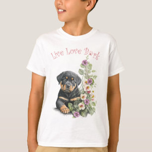 Mooie Rottweiler Hond Bloemen T-shirt