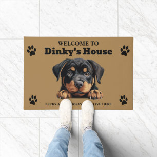 Mooie Rottweiler Hond Foto Deurmat