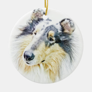 Mooie Rough Collie dog kunst Keramisch Ornament