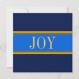 Mooie Royal Blue Gold Modern JOY Greeting Feestdagenkaart