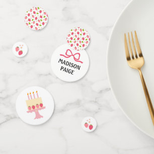 Mooie Roze Aardbei Meisjes Verjaardag Tafel Confet Confetti