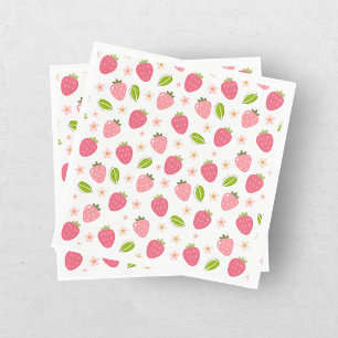 Mooie Roze Aardbeien Meisjes Verjaardag Papieren S Servet