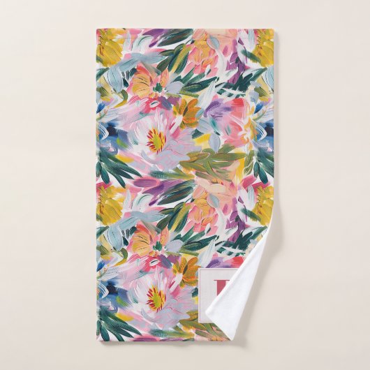 Mooie roze Abstracte botanische monogram Bad Handdoek (Handdoek)
