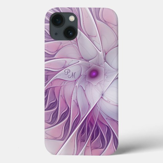 Mooie roze Abstracte fractale Initialen Case-Mate iPhone Case (Achterkant)
