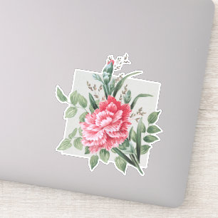 Mooie  roze anjer   Zilver BG Sticker