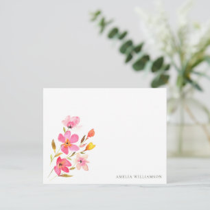 Mooie Roze Aquarel Bloem Bruiloft Bedankkaart