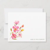 Mooie Roze Aquarel Bloemige Bruidsdouche Bedankkaart (Voorkant)