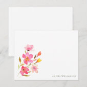 Mooie Roze Aquarel Bloemige Bruidsdouche Bedankkaart (Voorkant / Achterkant)