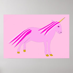 Mooie Roze Baby Meisje Eenhoorn Poster