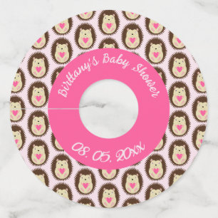 Mooie Roze Baby Meisje Egel Baby Shower Wijnglaslabel
