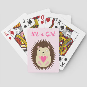 Mooie Roze Baby Meisje Egel Op Maat Pokerkaarten