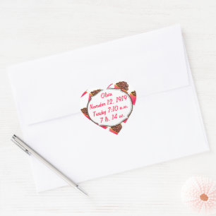 Mooie Roze Baby Meisje Geboorte Stats Cupcake Spri Hart Sticker