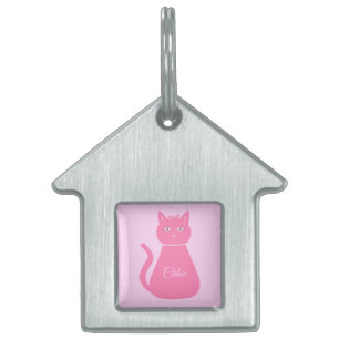Mooie Roze Baby Meisje Kat Custom Huisdieren Naamplaatje