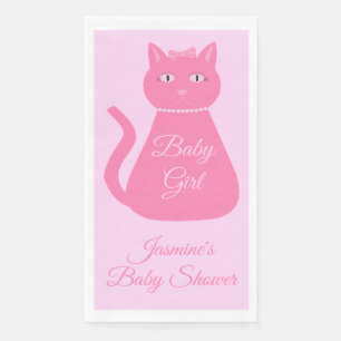 Mooie Roze Baby Meisje Kat Humaine Baby Shower Servet