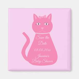 Mooie Roze Baby Meisje Kat Kado Baby Shower Magneet