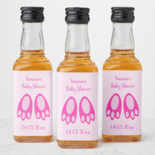 Mooie Roze Baby Meisje Konijnenpoten Pasen Baby Sh Likeurfles Etiket
