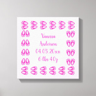 Mooie Roze Baby Meisje Konijnenpoten Pasen Custom Canvas Afdruk