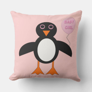 Mooie Roze Baby Meisje Pinguïn Buitenkussen