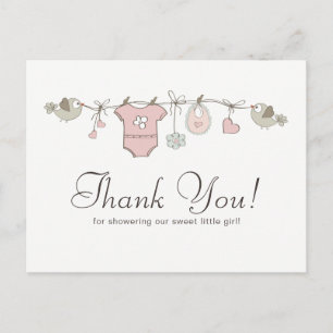 Mooie Roze Babyklerenlijn Bedankt voor Baby Show Briefkaart