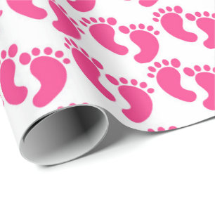 Mooie roze betegelde babyvoetjes patroon cadeaupapier
