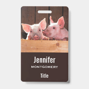 Mooie Roze Biggetjes Dierenfoto Badge
