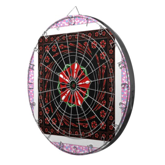 Mooie Roze Blauw Wit Harten van Liefde Ontwerp Dartbord (Voorkant Rechts)
