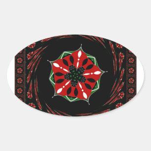 Mooie Roze Blauw Wit Harten van Liefde Ontwerp Ovale Sticker