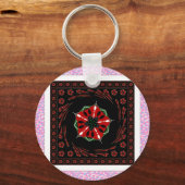 Mooie Roze Blauw Wit Harten van Liefde Ontwerp Sleutelhanger (Voorkant)