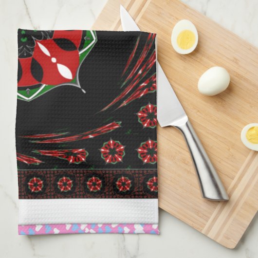 Mooie Roze Blauw Wit Harten van Liefde Ontwerp Theedoek (Quarter Fold)