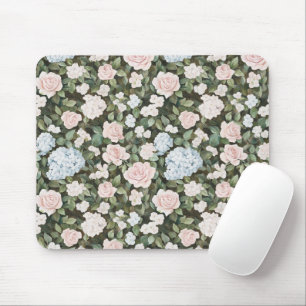 Mooie Roze Blauwe Bloemen Muismat
