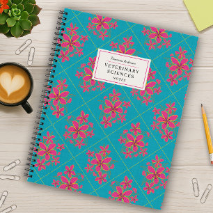Mooie Roze Blauwe Bloemen Vintage Aangepaste Hoges Notitieboek