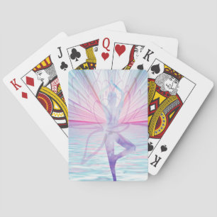 Mooie Roze & Blauwe Vrikshasana Yoga Pokerkaarten