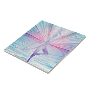 Mooie roze & blauwe Vrikshasana Yoga Tegeltje