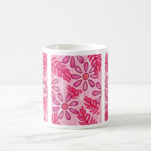 Mooie Roze Bloem en Bladeren Abstracte Mokken