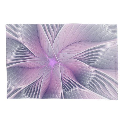 Mooie Roze Bloem Moderne Abstracte Fractale Kunst Kussensloop (Voorkant)