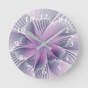 Mooie Roze Bloem Moderne Abstracte Fractale Kunst Ronde Klok