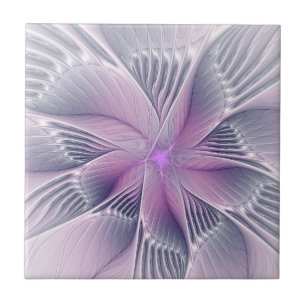 Mooie Roze Bloem Moderne Abstracte Fractale Kunst Tegeltje