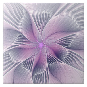 Mooie Roze Bloem Moderne Abstracte Fractale Kunst Tegeltje