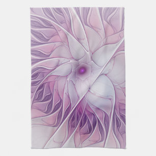 Mooie Roze Bloem Moderne Abstracte Fractale Kunst Theedoek