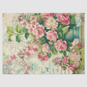 Mooie roze Bloemen Decoupage Tissuepapier