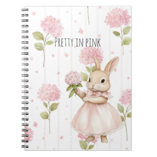 Mooie Roze Bloemen Konijn Notitieboek