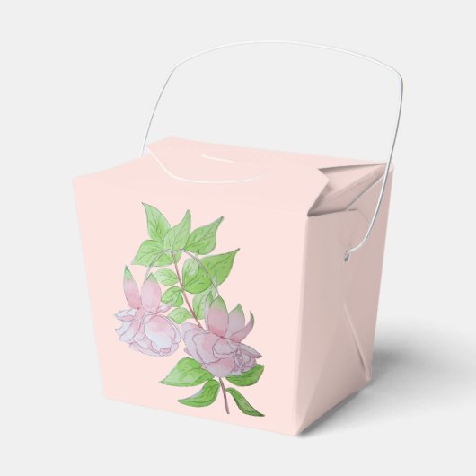 mooie roze bloemen met bladeren voor bruiloften bedankdoosjes (Voorkant Zijde)