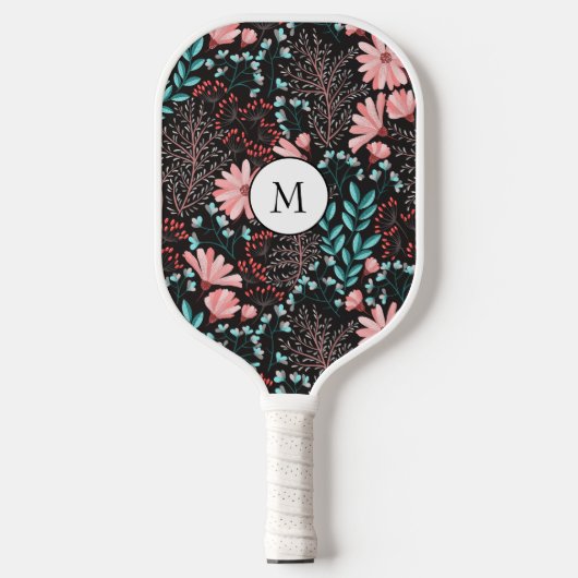 Mooie roze bloemen met textuur pickleball paddle (Voorkant)